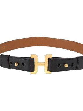 HERMES Belt Leather Black Gold